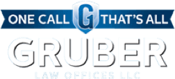 gruber law office logo in black background